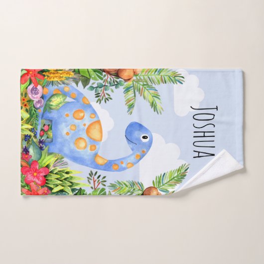 Jongens Schattige Oerwoud Waterverf Dinosaurus en  Bad Handdoek (Handdoek)