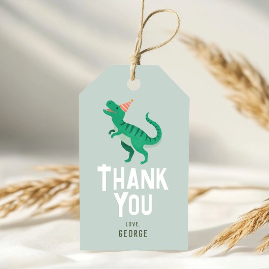 Jongens Schattige T-Rex Oerwoud Dinosaurus Verjaar Cadeaulabel