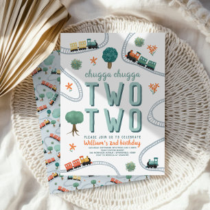 Jongens Schattige Twee Blauwe Treinen Reizen 2e Ve Kaart