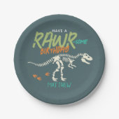 Jongens Schattigee Dinosaurus Dig Fossil Kids Verj Papieren Bordje (Voorkant)