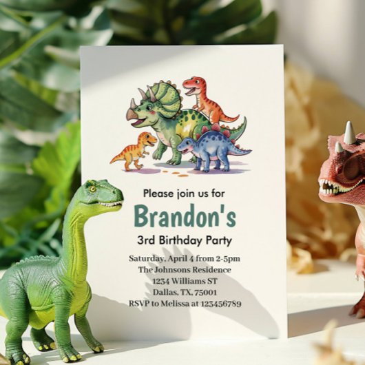 Jongens Schattigee Dinosaurus Verjaardag Kaart