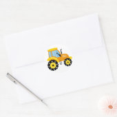 Jongens Schattigee Gele Tractor Ronde Sticker (Envelop)
