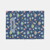 Jongens Schattigee Ruimte Alien Cartoon Patroon & Fleece Deken (Voorkant (Horizontaal))