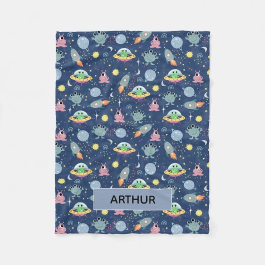 Jongens Schattigee Ruimte Alien Cartoon Patroon & Fleece Deken (Voorkant)