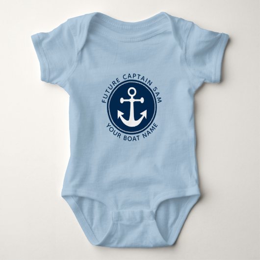 Jongen's scheepsanker touw marine kapitein bootnaa romper (Voorkant)