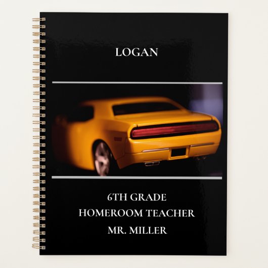 Jongens School Klasse Gele Spier Auto Planner (Voorkant)