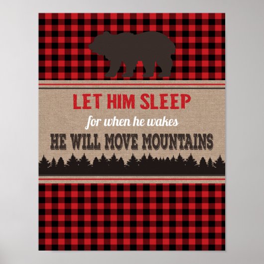Jongens Slaapkamer Muur Kunst Buffalo Plaid Beer Poster (Voorkant)