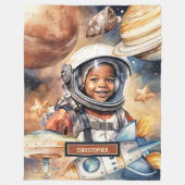 Jongens Space Blanket Astronaut Waterverf Ontwerp Fleece Deken (Voorkant)
