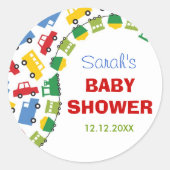 Jongens Speelgoed Kleurrijk Leuk Vervoer Trein Bab Ronde Sticker (Voorkant)