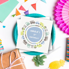 Jongens Speelgoed Pastel Blauw Vervoer Kinder Verj Servet