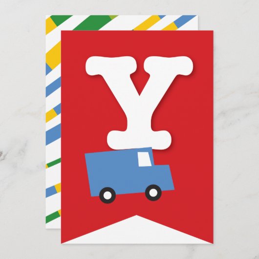 Jongens Speelgoed Vervoer Gelukkig Verjaardagsfees Kaart (Voorkant / Achterkant)