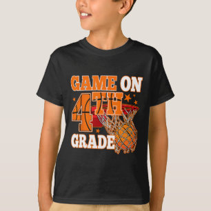 Jongens spel op 4e klas basketbal terug naar schoo t-shirt