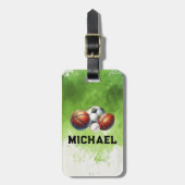 Jongens Sportballen Schooltas Bagagelabel (Voorkant verticaal)