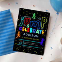 Jongens springen en stuiteren neon trampoline verj