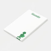 Jongens Superheld Gepersonaliseerde Groene Silhoue Post-it® Notes (Schuin)