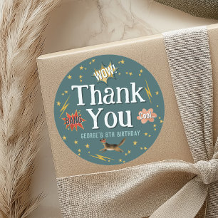 Jongens Superheld Kids Verjaardag Favoriet Ronde Sticker