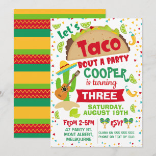 Jongens Taco Over Een Feest Verjaardag uitnodiging