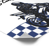 Jongens tankstation teken vuilfiets verjaardag poster (Hoek)