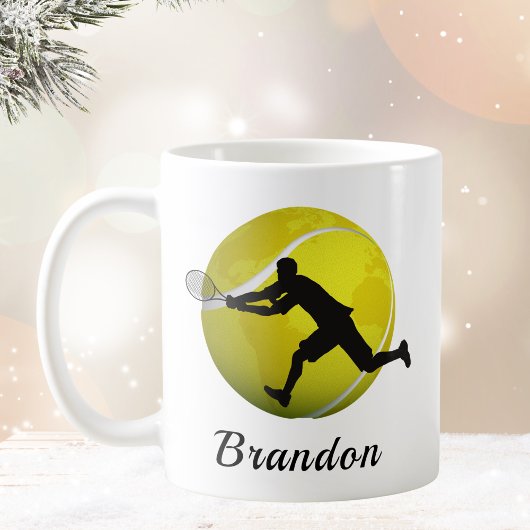 Jongens Tennisspeler Gepersonaliseerde Naam Koffie Koffiemok