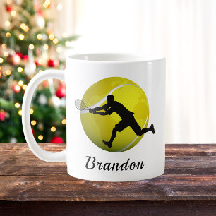 Jongens Tennisspeler Gepersonaliseerde Naam Koffie Koffiemok
