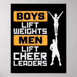 Jongens tillen gewichten Mannen cheerleader Funny Poster