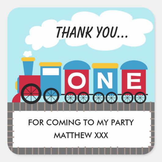 Jongens Train 1e Verjaardag Sticker (Voorkant)