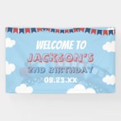 Jongens Train Chugga Twee Vlag Blauw Rood Witte Da Spandoek (Horizontaal)