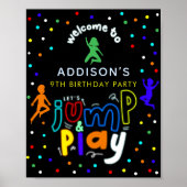 Jongens Trampoline Park Verjaardag Welkom Teken Poster (Voorkant)