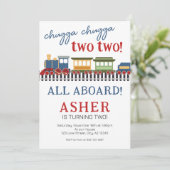 Jongens trein Chugga Chugga Twee Verjaardag Kaart (Staand voorkant)