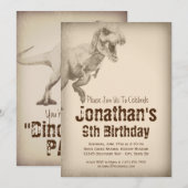 Jongens TRex Dinosaur Birthday Party Kaart (Voorkant / Achterkant)