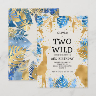 Jongens Twee Wild 2e Verjaardag Blauw Ecru Safari Kaart