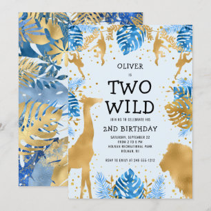 Jongens Twee Wild 2e Verjaardag Blauwe Safari Kaart