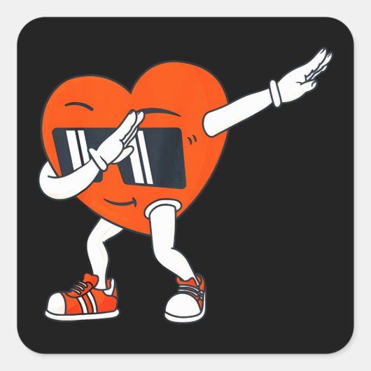 Jongens Valentijnsdag Dabbing Heart Funny Boys Vierkante Sticker (Voorkant)