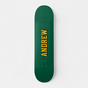Jongens Varsity Groene Skateboard Gepersonaliseerd