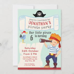 Jongens Verjaardag Elke leeftijd Pirate Party Kaart