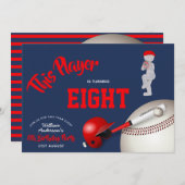 JONGENS Verjaardag HONKBAL Uitnodiging Rood Blauw (Voorkant / Achterkant)