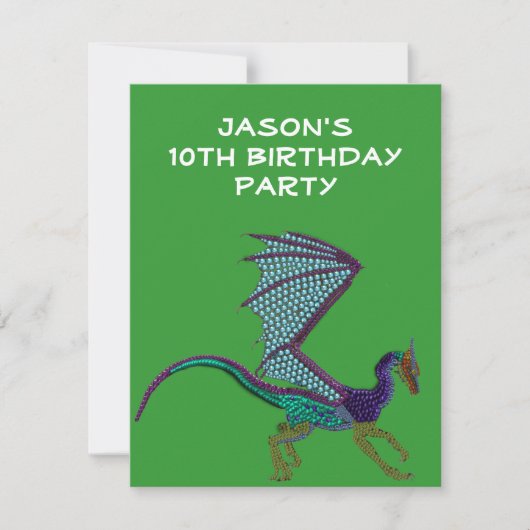 Jongens Verjaardag Kralen Draak Groen Kaart (Voorkant)