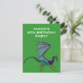 Jongens Verjaardag Kralen Draak Groen Kaart (Staand voorkant)