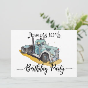 Jongens Verjaardag Party Blue Semi Truck Kaart
