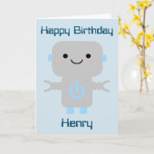 Jongens Verjaardag Schattige Cartoon Robot Raket Kaart (Gele Bloem)