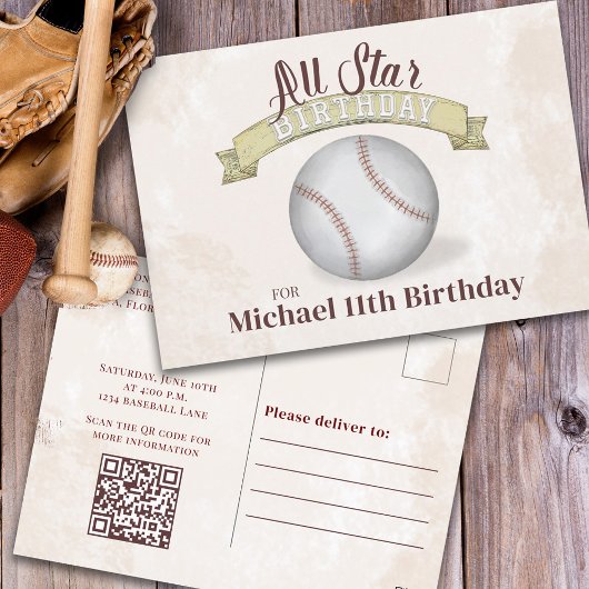 Jongens Verjaardagsfeest Baseball Custom Invitatio Briefkaart