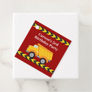 Jongens Verjaardagsfeest Custom Red Dump Truck Kin Bedankjes Labels