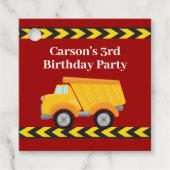 Jongens Verjaardagsfeest Custom Red Dump Truck Kin Bedankjes Labels (Voorkant)