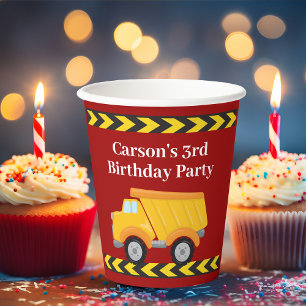 Jongens Verjaardagsfeest Custom Red Dump Truck Kin Papieren Bekers