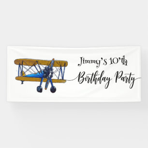 Jongens verjaardagsfeest met blauwe en gele tweede spandoek