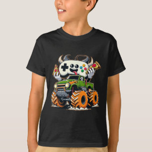 Jongens Videogame Pizza Opgeheven 4x4 Vrachtwagen T-shirt