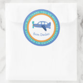 Jongens Vliegtuignaam Verjaardag Dank u Ronde Sticker (Tas)