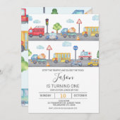 Jongens Voertuigen of Verkeersdag Uitnodiging (Voorkant / Achterkant)