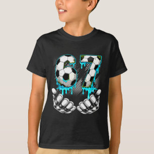 Jongens Voetbal 67 6 7 Zes Zeven Meme Grappig Gen T-shirt