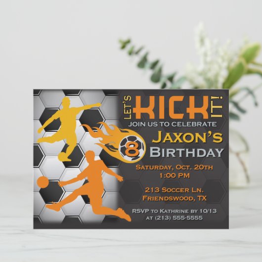 Jongen's Voetbal-uitnodiging - Laten we het aanpri Kaart (Staand voorkant)